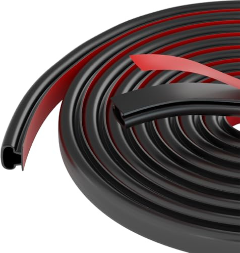 7M D-Shape Rubber Door Sealing Strip, Door Draft Excluder for Door Frame, Self-Adhesive Rubber Door Insulation Strip, Window Weather Strip Replacement for 2.5-5.5mm Gap, Black