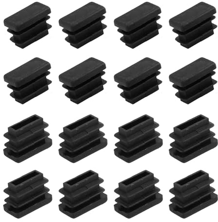 METALLIXITY Tappo Rettangolare 20x10mm Plastica Nero per Gambe Mobili 16pz | Tappi di Chiusura Filettati per Inserti di Tubi Rettangolari in Plastica - per Gambe di Mobili Tavoli Sedie