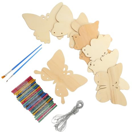 RORPOIR 1satz Schmetterling Windspiel Bastelset Für Junge Mädchen Teiliges Mit Holzanhängern Windspielen Farben Und Schnur Kreatives Basteln Für Mädchen Und Jungen Zur Gestaltung Und