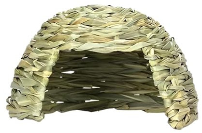 Faltbare Gras-gewebte Tierhütte – Betten Meerschweinchenversteck Grashaus für Kaninchen | kleines Hasenhaus Versteck Heubett Spielhaus für Chinchillas, Meerschweinchen, Hamster (klein, mittel, groß)