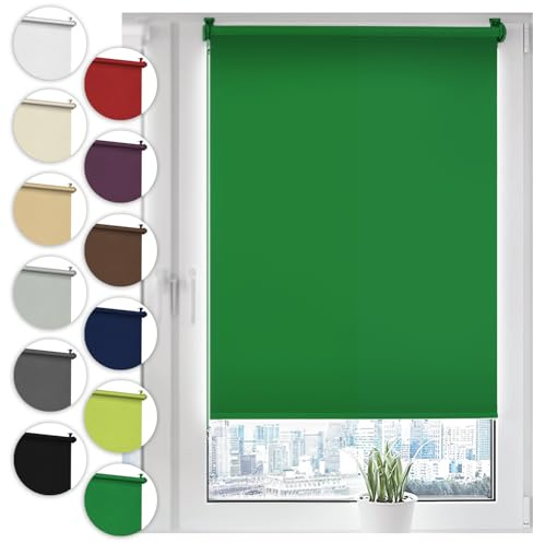 Verdunkelungsrollo Klemmfix ohne Bohren 35cm x 130cm Grün Verdunklungsrollo Fensterrollo Rollo Seitenzugrollo Klemmrollo für Fenster & Tür