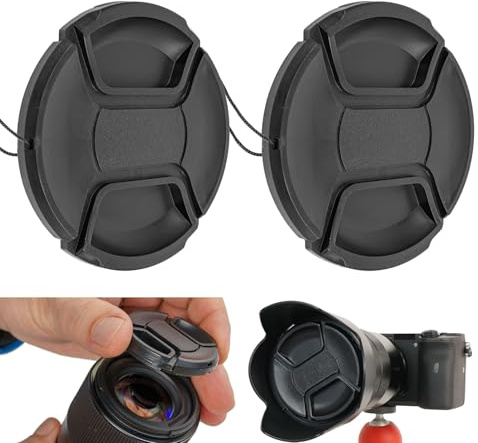 2 Pack Replacement Lens Cap Cover for Camera Lenses Protective Cap with Carrying Strap Compatible with Lenses with 37 mm Filter Thread Compatible with Olympus Panasonic Canon Nikon