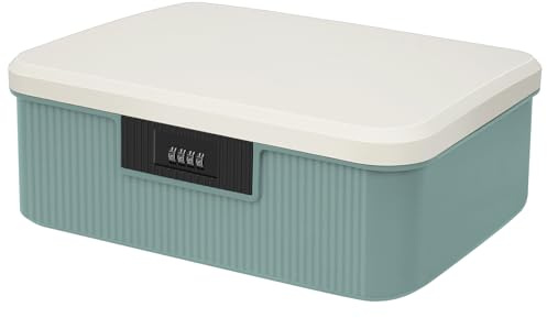 HOTOOLME Lockable Storage Container Bin,Organizer Box Blue, M | with Combination,Medicine Lock Boxs, for Kitchen Home School and Office