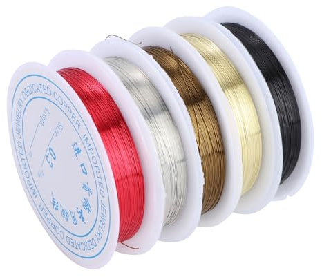 VILLCASE Kupferdraht-Kollektion 5 Rollen 26 Gauge Je 10 M in 5 Farben Für Bastelprojekte Zufällige Farbauswahl