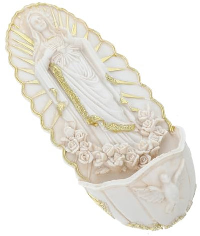 Cabilock Bénitier Mural en Résine Guadalupe pour Église Et Maison, Décoration Murale Religieuse, Bénitier De Stockage Léger, Décoration D'entrée pour Premiers Sacrements