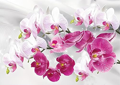 5D Diamond Painting Blumen Set für Erwachsene, DIY Diamant Malerei Kit mit Rundbohrer, diamond painting für erwachsene,Bastelset für Wanddekoration, Perfekt für Wohnzimmer oder Schlafzimmer (40x30cm)