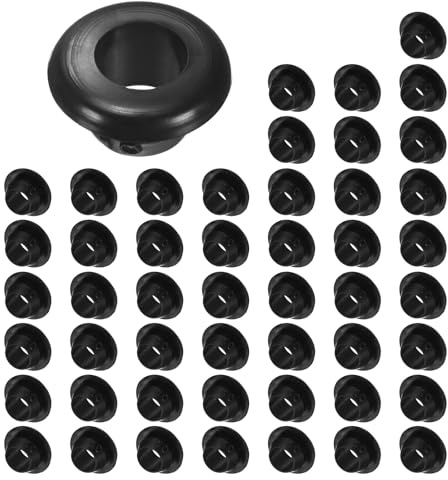 M METERXITY 50-Pack Cable Railing Rubber Grommets, 10mm Drill Hole 8mm ID Eyelet Ring Gasket for Wiring, Wire Cable, Automotive, Metal Cable Railing Post, Car Grommet [Black]