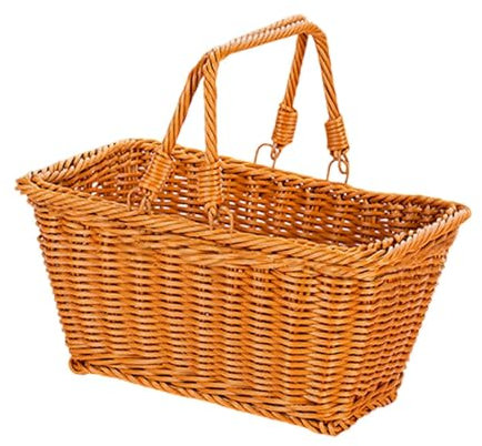Qianly Picknickkorb Aus Rattan, Geflochtener Korb für Obst Und Snacks, 23cmx12.5cmx14cm