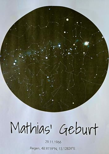 Personalisierte Sternenkarte mit Abbild des Sternenhimmels | 13x18cm, 21x30cm oder 30x40cm – Geschenk für Paare zu Weihnachten, Jahrestag, Valentinstag | Individuelles Poster mit Namen & Datum