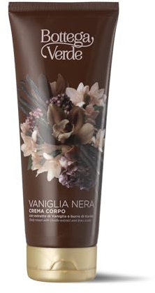 Bottega Verde - Vaniglia Nera, Crema Corpo, 200 ml, Arricchita con Estratto di Vaniglia Nera e Burro di Karitè, Azione Idrantante e Nutriente, Formula Vegana, per Tutti i Tipi di Pelle