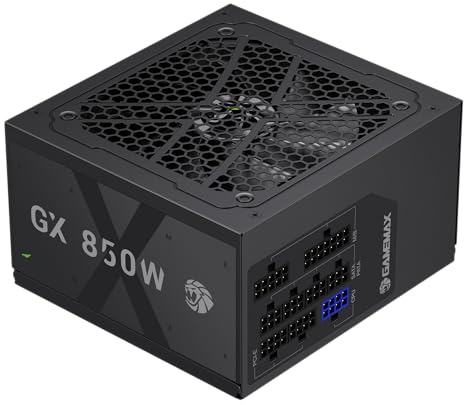 GAMEMAX GX 850GF Netzteil PC 850W Vollmodulares ATX 3.0 mit 12V-2x6-Kabel & PCIe 5.0 Support, 80 Plus Gold, All-solid capacitors, 120mm FDB Lüfter, Geprägte Flachkupferkabe, 10 Jahre Garantie, Schwarz