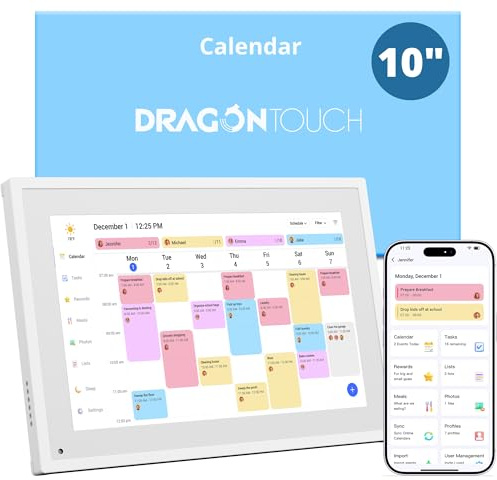 10.1 Digital Calendar Chore Chart – 1080P Full HD Interactive Touchscreen, Smart Family Planner, Hearth Display Digital Wall & Desk Mountable for Seamless Scheduling