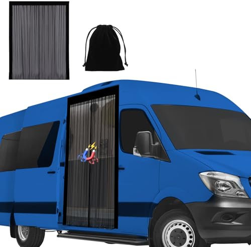 FormiPow Magnetic Fly Screen for VW T5 T6 Sliding Door, Sun Insect Protection, Motorhome Side Door Ventilation, Shade Net for Door Camping and Traveling (180 x 150 cm)