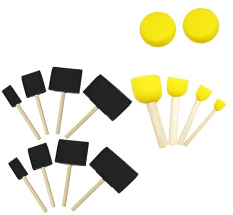 CAXUSD 15pcs Sponge Paintbrush with Wooden Handles Assorted Round and Long Grip Brushes for DIY Crafts and Painting Reusable and Easy to Clean Tools for Artistic Development