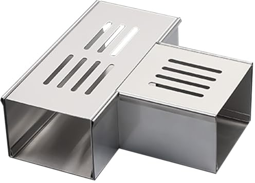 Kit di scarico a forma di T con canale ad angolo retto, in acciaio inox di alta qualità, per grondaie per esterni e marciapiedi, copertura rettangolare per doccia (stile 2, 200 x 50 x 50 mm), elegante