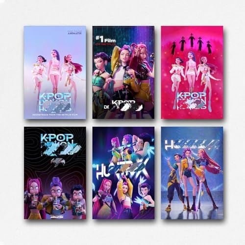 aizhimi A Set Of 6 Kpop Poster Demon Für Zimmer, Ästhetische Leinwand-Wandkunst, Schlafzimmer-Dekor Poster 08x12inch(20x30cm)