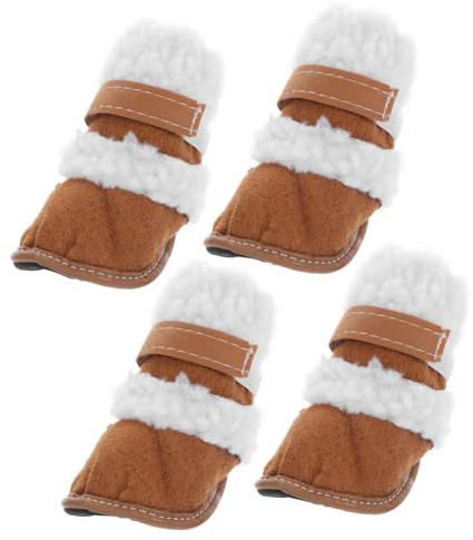 VERDANVERSE 2 Paar Hundeschuhe aus Atmungsaktivem Rutschfestem Material Kurze Winterstiefel für Welpen Schnee und Pfotenschutz für Haustiere Drinnen und Draußen Khaki Größe 3