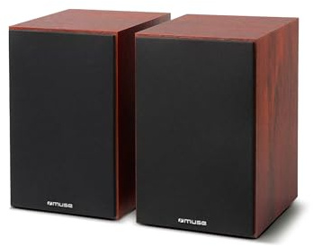 Muse M-610 SH Haut-Voix Bluetooth d'étagère, Puissance 120 W, réglage du Volume, Basses et aigus, Port USB, entrée RCA et Sortie Caisson de Basses.