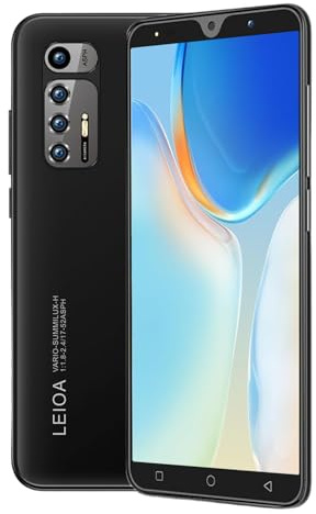 QrZrQ Smartphones Bon marché, 5,0 Pouces, Double Carte Double Caméra, Quad Core, ROM 16GB 【Extensible à 128GB】, Support GPS/WiFi/Bluetooth/FM, Téléphone déverrouillé par Le visag (N10Plus-Black)