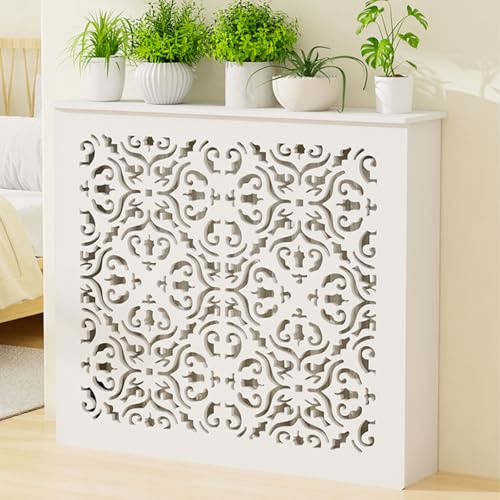 Cache Radiateur, Protection Murale Élégante, Couvercle en MDF avec Décorations, Disponible en Plusieurs Tailles (50-100cm), Parfait pour le Salon et Chambre 100x70x20 cm