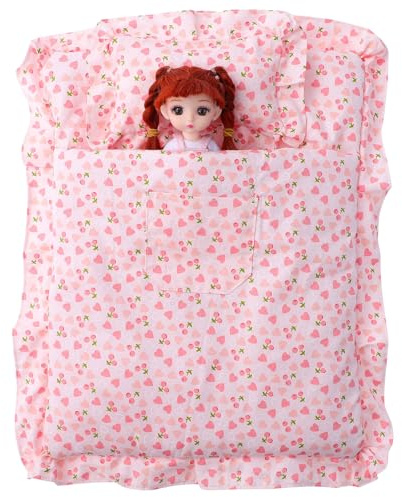 ifundom Literie Miniature pour Maison de Poupée Paquet de Couchage Fraise en Tissu Doux Ensemble 1 Pièce pour Décoration Accessoires Lit Mignon pour Poupées Miniatures