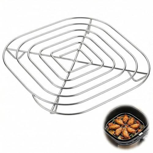 PORUPAEL Griglia di ricambio per friggitrice ad aria, vassoio di ricambio in acciaio inox, cestello rialzato per serie Ninja FN, accessorio di cottura migliorato per risultati uniformi e croccanti