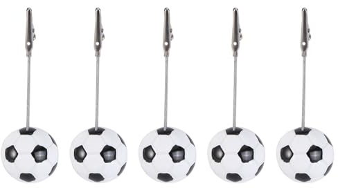 VALICLUD Clip Fotografiche Fai da Te Design Sportivo a Forma di Palla da Calcio, Set da 5 Pezzi in Resina e Metallo, Clip Decorativa per Foto e Carta, Accessori Creativi per Arredamento