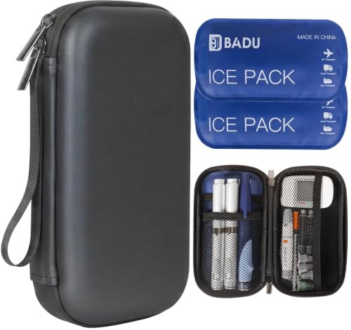 HIMDUZE Insulin-Kühltasche für Reisen TSA-zugelassen Kleine Kühltasche für Medikamente Diabetiker-Reisetasche mit 2 wiederverwendbaren Kühlakku für Alltagsausflüge