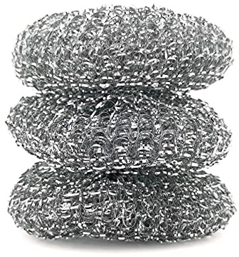 IDEA HOME MS. Kitchen Stainless Steel Pot Scourer 3 Pack – Heavy Duty Wire Scrubber for Pots, Pans, Trays & Oven Dishes