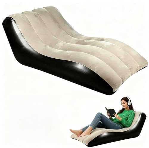 JJZENKD Aufblasbares Sofa mit Flockoberfläch, Tragbare Aufblasbarer Sessel, Wasserdichtes Luftsofa Aufblasbares,155x86cm Luftsofa Inklusive Luftpumpe für Wohnzimmer, Camping, Garten, Strand