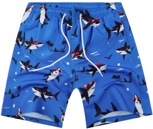 OSDUE Strandshorts badbyxor för barn, badbyxor pojke strand snabbtorkande badkläder ledig lättvikt badshorts med nätfoder för pojkar och tonåringar 3–14 år