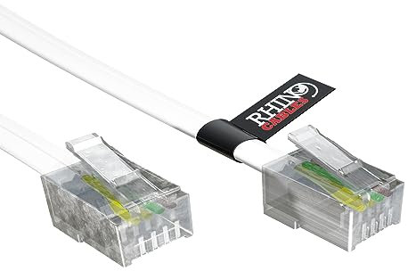 rhinocables ADSL RJ11 High-Speed Telephone & Internet Cable | Universal Compatibility for BT, Modem, Router, Landline & Broadband | Durable Copper Core for Optimal Signal (3m,White,Pack of 1)