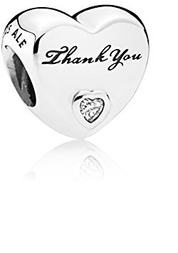 PANDORA Women's Thank You Heart Charm - 792096CZ, Cubic Zirconia, Cubic Zirconia