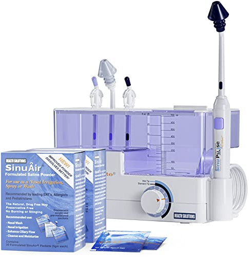 SinuPulse Elite Advanced Nasal Irrigation System - Pulsating Sinus Congestion Relief & Sinus Rinse Machine, More Effective Than Neti Pot, Nose Spray or Nasal Wash Bottle, with 90 SinuAir Packets