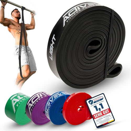 Fitnessbänder Widerstandsbänder einzeln oder im preiswerten Set mit Tasche, Türanker (bei Sets) und Trainings-eBook – DAS Klimmzugband Fitnessband Trainingsband für Calisthenics und Home Gym Equipment