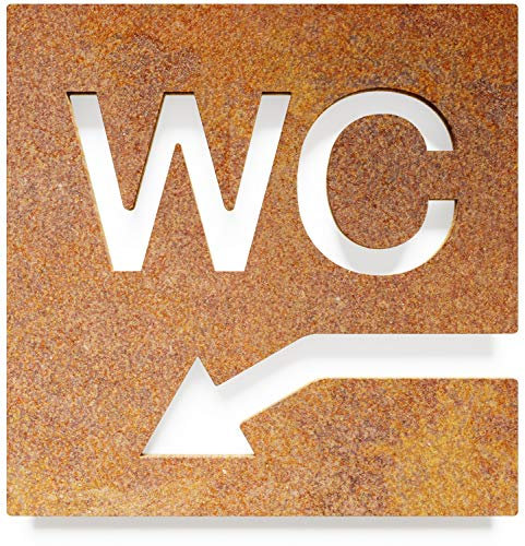 Vintage WC-Schild - selbstklebend - Retro Design Toiletten-Schild mit Pfeil links W-05-R
