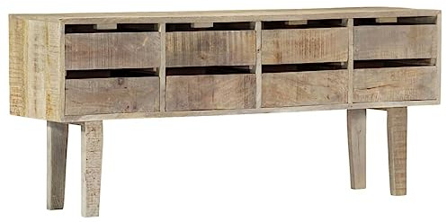 vidaXL Mangoholz Massiv Sideboard mit 8 Schubladen Anrichte Kommode Lowboard TV Board HiFi Möbel Schubladenkommode Fernsehschrank 140x30x60cm