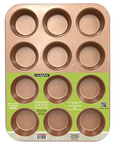 casaWare Muffinform mit Keramikbeschichtung, antihaftbeschichtet, für 12 Muffins, Granit, Roségold
