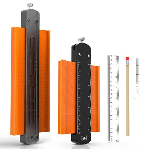 BOZHUO Herramienta de Contorno de Calibre de Contorno de Bloqueo Ajustable, Juego de 6 y 10 Pulgadas, Formas y Esquinas Irregulares, Regla de plástico para medir el Contorno de la Cabeza en ángulo