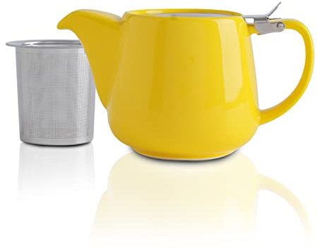 VIVILINEN Teiera con Infusore Rimovibile e Coperchio in Metallo da 550ml, Teiera in Ceramica per Tè in Foglia e Tè Sfuso