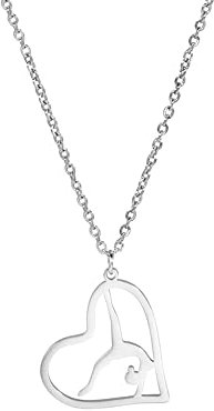 EUEAVAN Collana con ciondolo a forma di cuore, per ginnastica, sport, ginnastica, con ciondolo a forma di cuore, per ginnastica, gioielli alla moda