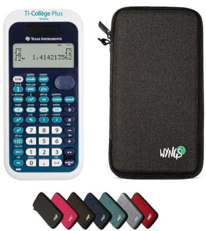 TEXAS INSTRUMENTS CALCUSO Sparpaket: TI Collège Plus Solaire wissenschaftlicher Rechner + WYNGS Schutztasche dunkelgrau + Erweiterte von CALCUSO