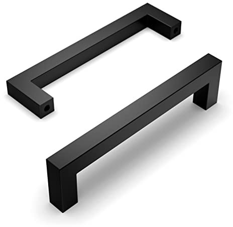 Amerdeco 10 Piezas Tiradores de Cocina 128mm Negro Para Armarios y Cajones - Manillas de Acero Inoxidable Para Muebles 6003