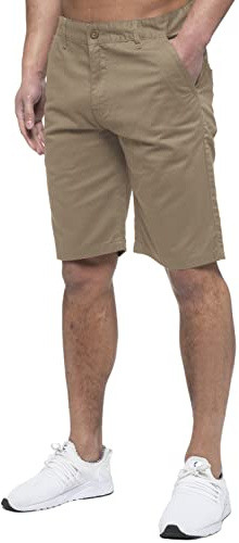 989Zé ENZO Mens Chino Shorts Cotton Regular Fit Summer Casual Smart Half Pants EZS429 Beige 34