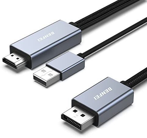 BENFEI HDMI auf DisplayPort Kabel 1,8 M, HDMI auf DisplayPort Monitor kompatibel mit PC Grafikkarte Laptop PS5 Xbox One (360) unterstützt 4K@60Hz 2K@144Hz 1080P@165Hz