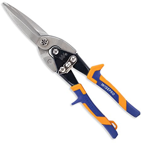 WISEPRO 12'' Heavy Duty Aviation Snips, Lead Snips Straight Cut,Compound Metal Cutter for Cutting Sheet Metal, Aluminum, and Vinyl Siding