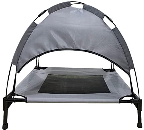 Kasmole Erhöhtes Hundebett mit Himmel, Tragbares erhöhtes Haustierbett Sommerkühlendes Hundebettzelt Hunde-Schattenzelt im Freien mit UV-Schutzdach, für Camping-Strandreisen