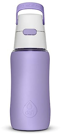 Dafi Gourde filtrante d'eau SOLID SiliconeFit Violet 0,5 L - Filtre à charbon inclus, Tritan® sans BPA, Pour le sport, la gym, à l’école, le travail et le voyage - Bouteille filtrante