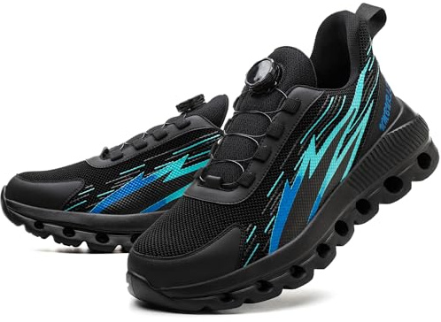 IYVW ABL211 Bottes de sécurité pour Hommes Chaussures de Travail en Cuir Embout en Acier Cheville Chaussures de Travail légères S3 SRC Noir 48 EU