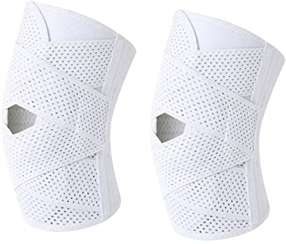 LUNCHS Knee Brace For Men Women Pain Relief,Compression Knee Pads Adjustable,Knees Support For Injury Recovery,Meniscus,Sports (Color : White, Size : M)